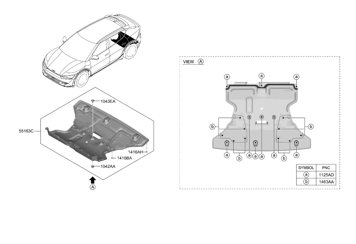 Kia 554B0CV000 UNDER COVER