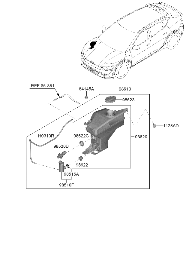 Kia 98610CV600 RESERVOIR & PUMP ASSY