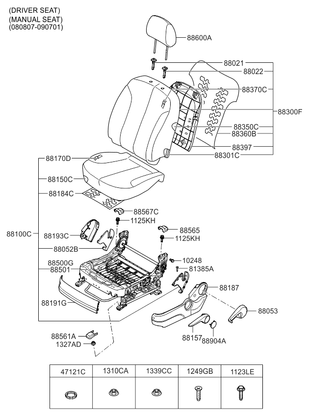 Kia 880532G150VA Knob-Front Seat Recliner