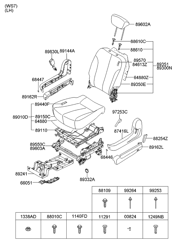 Kia 891624D170CS Cover Assembly-Cushion Regulator