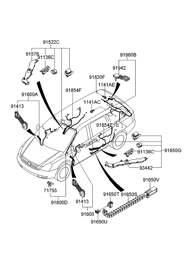 Kia 916504D510 Wiring Harness-Power Cable