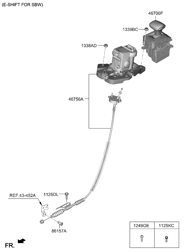 Kia 467W0J5250KLX Lever Complete-Shift