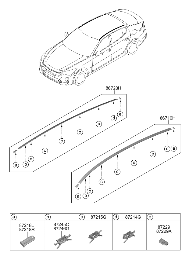 Kia 87240J5050C4S MOULDING Assembly-Roof,R