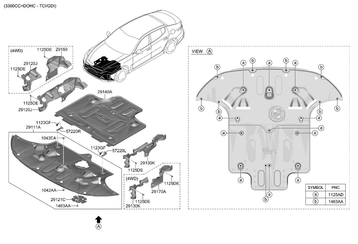 Kia 29140J5500 Under Cover,Rear