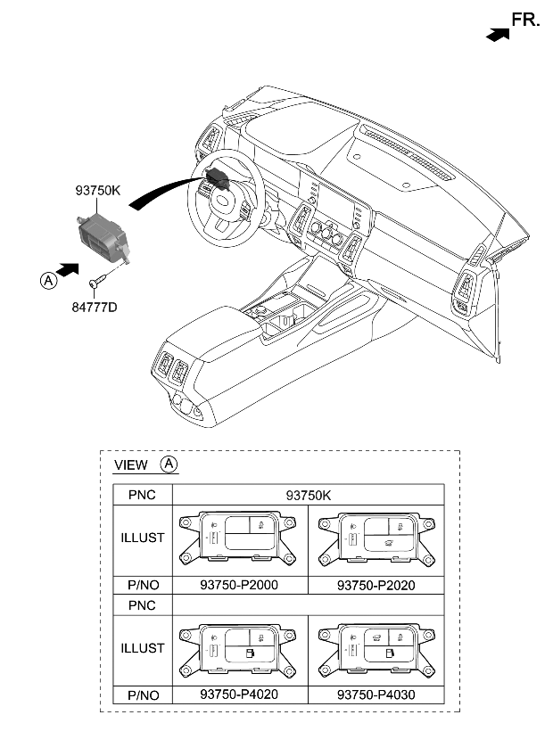 Kia 93750P4060WK Switch Assembly-Side CRA