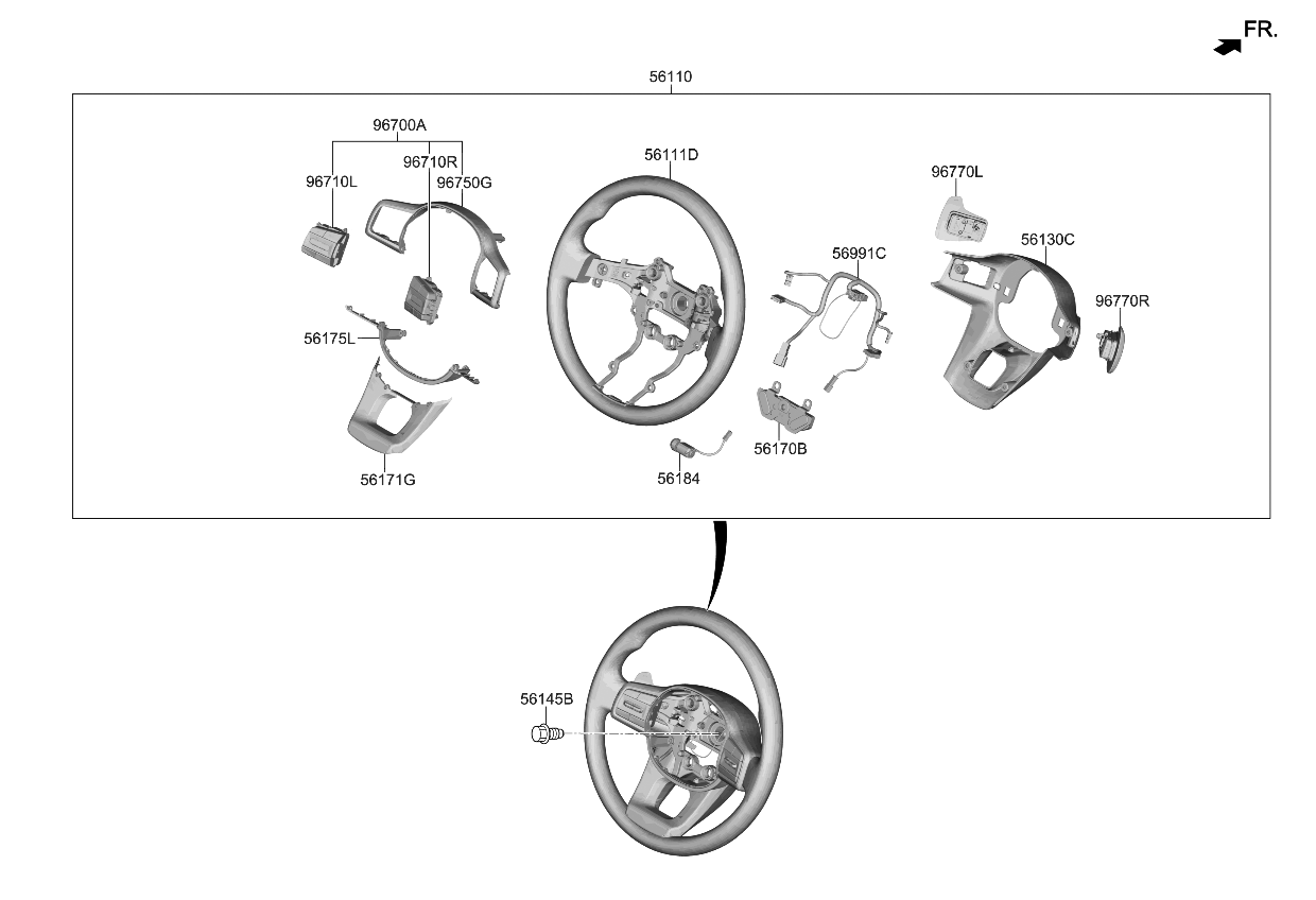 Kia 56111P2300N2V BODY-STEERING WHEEL