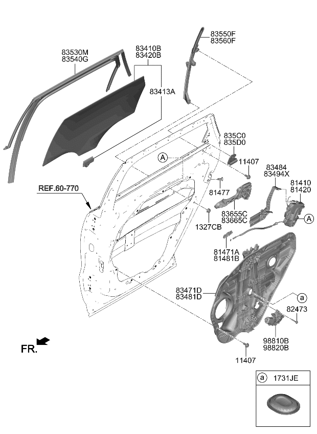 Kia 83410P2010 Glass Assembly-Rear Door