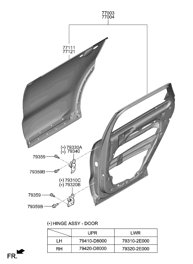 Kia 77003P2010 Panel Assembly-Rear Door