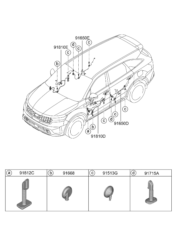 Kia 91607P2120 WIRING ASSY-FR DR(DR