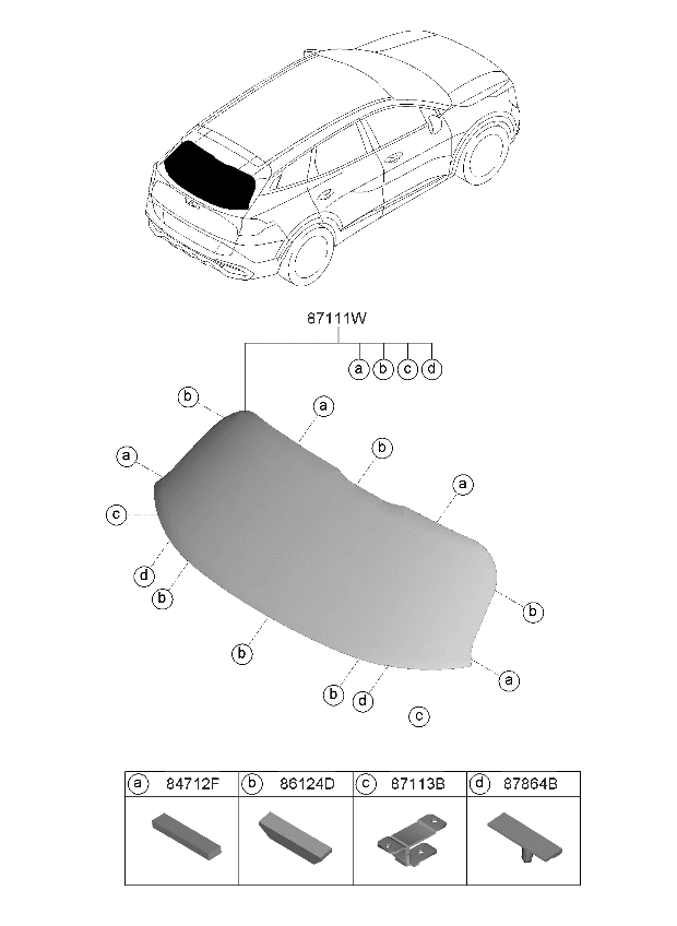 Kia 87110P1010 GLASS ASSY-TAIL GATE