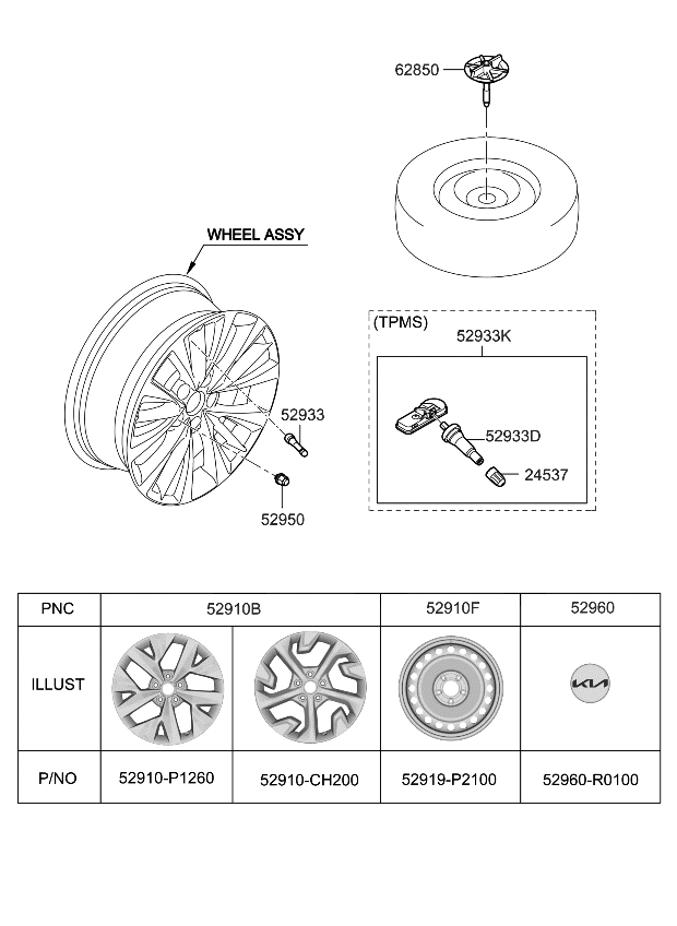 Kia 52910CH200 WHEEL ASSY-ALUMINIUM