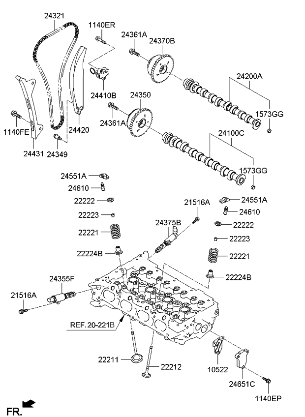 242002e200 Genuine Kia Camshaft Assembly-exhaust