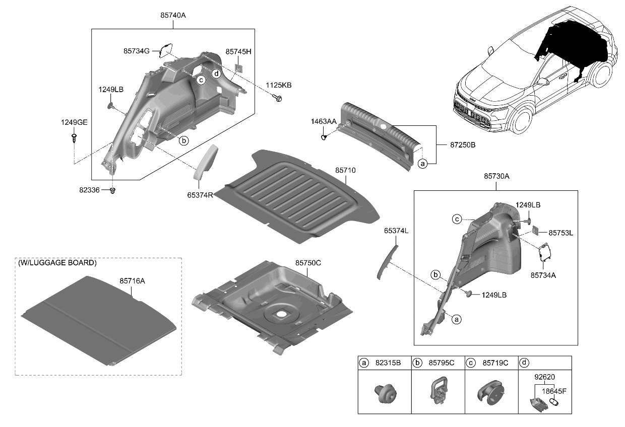 Kia 85745AT000CCV COVER-LUGGAGE SIDE B