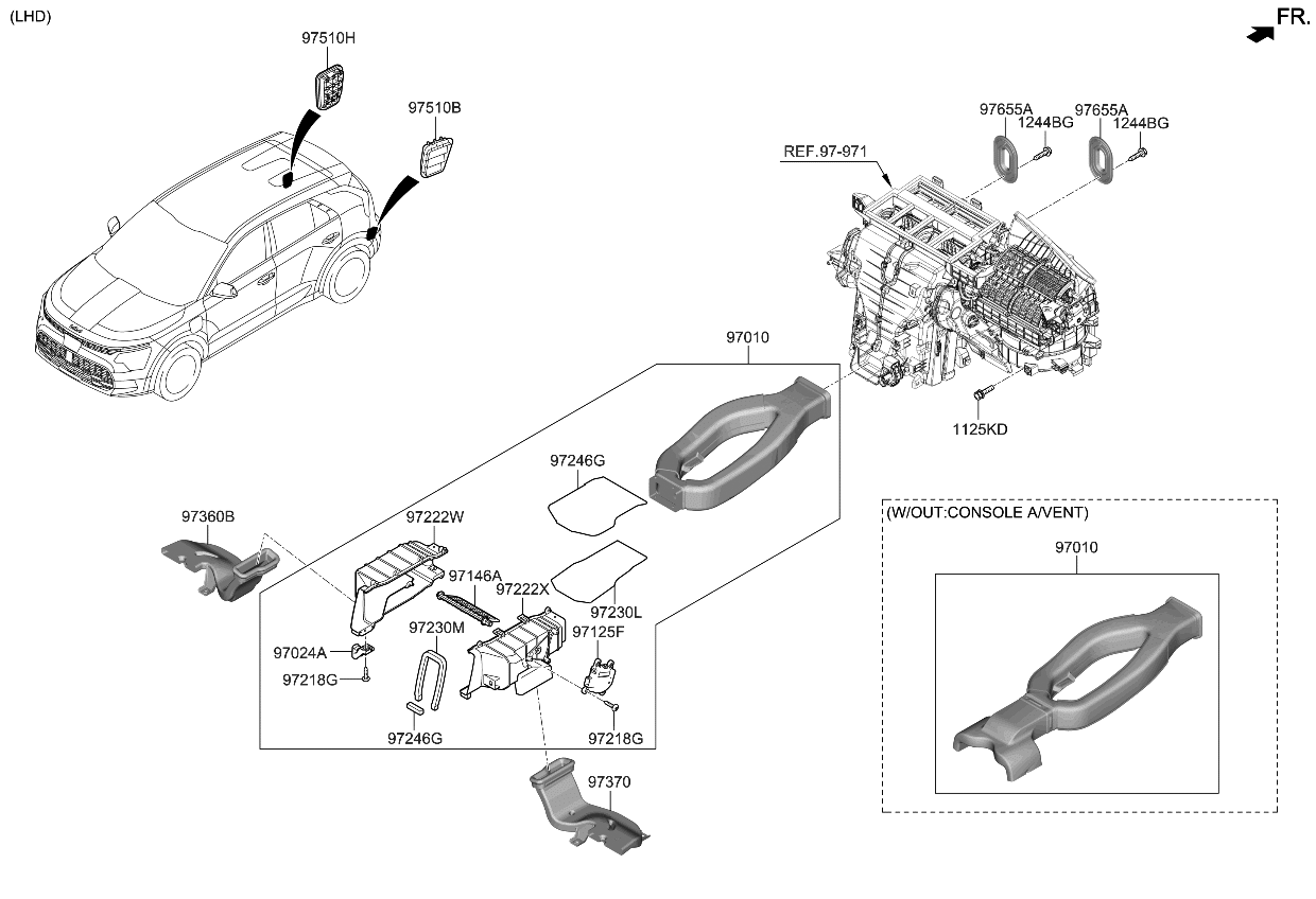 Kia 97010AO000 DUCT ASSY-RR VENT