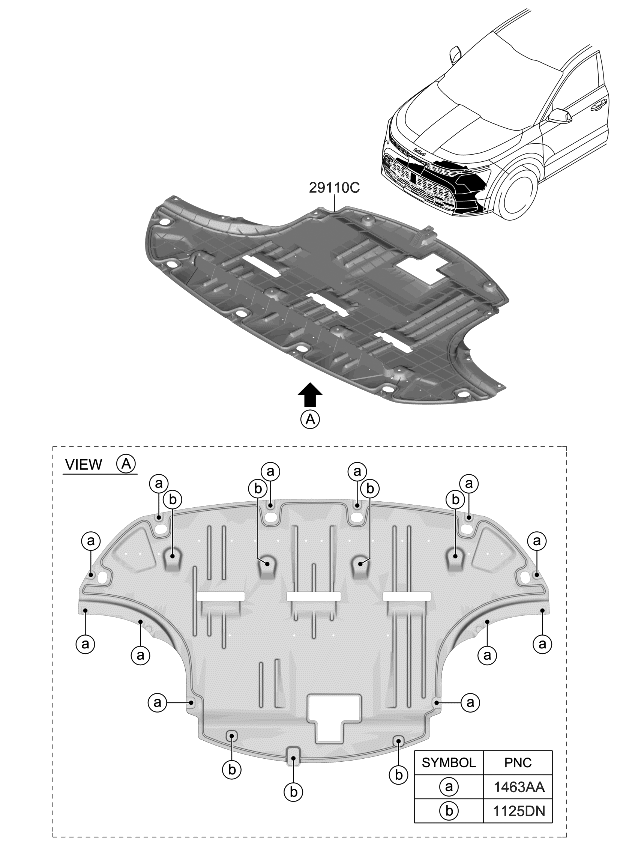 Kia 29110AO000 PANEL ASSY-UNDER COV