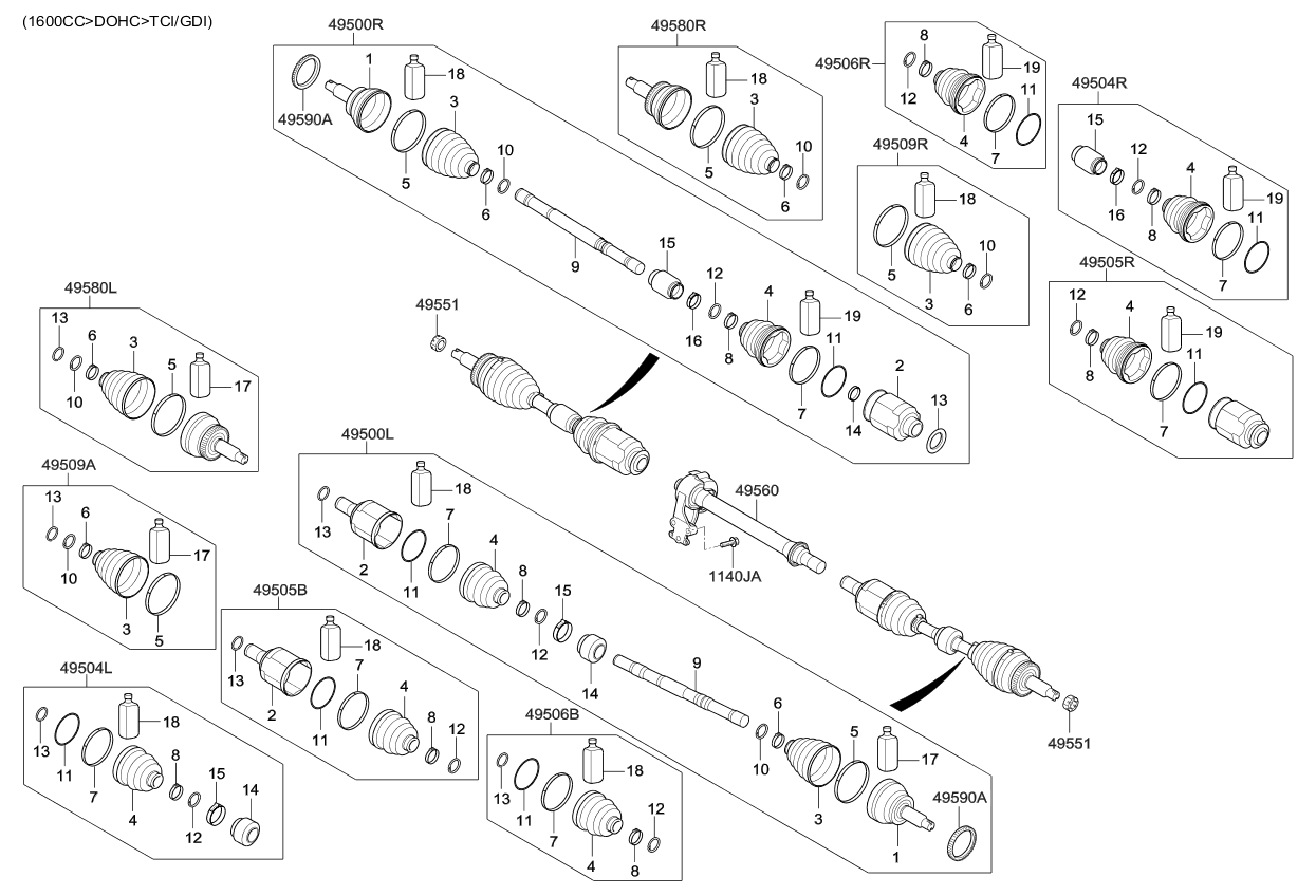 Kia 49582C2400SJ JOINT KIT-FR AXLE DI