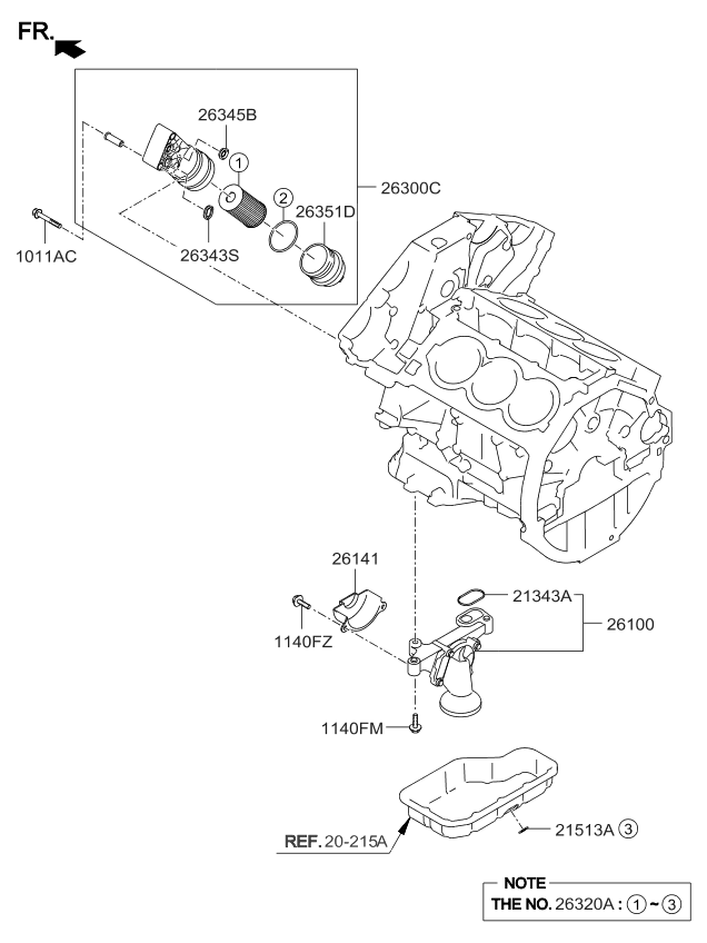 Kia 263203C700 Oil Filter Service Kit