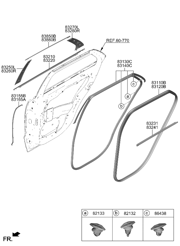 Kia 83860AT000 MOULDING ASSY-RR DR