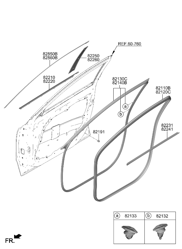 Kia 82850AT000 MOULDING ASSY-FRT DR