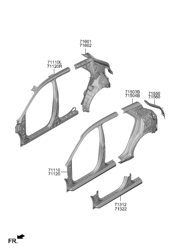 71110AT500 Genuine Kia REINF ASSY-SIDE COMP