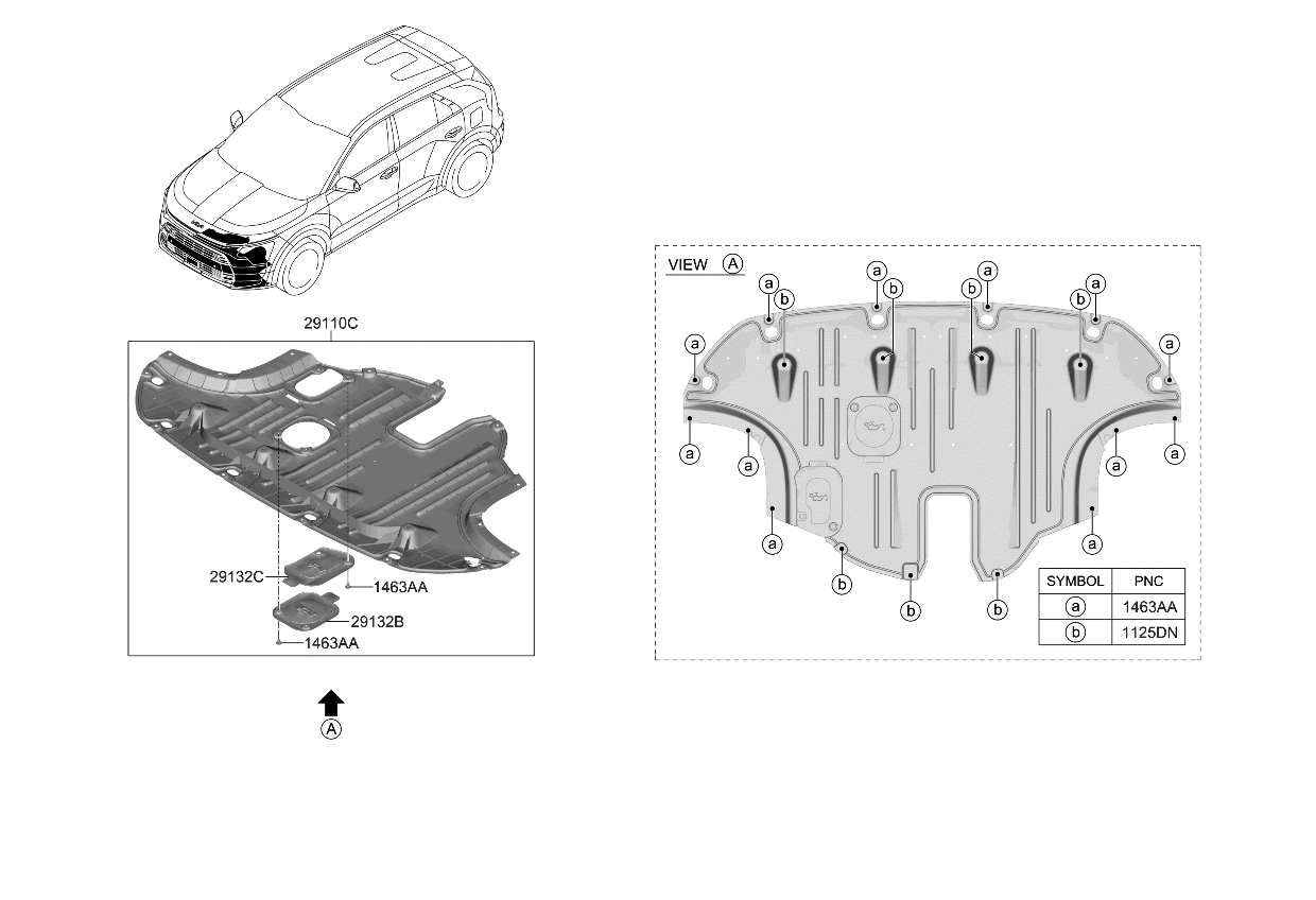 Kia 29133AT200 PANEL-UNDER COVER DR