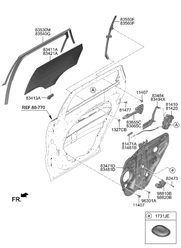 Kia 83421P2011 GLASS-REAR DOOR WIND