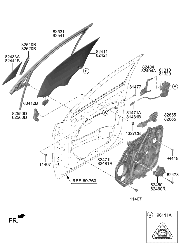 Kia 82421P2011 GLASS-FRONT DOOR WIN