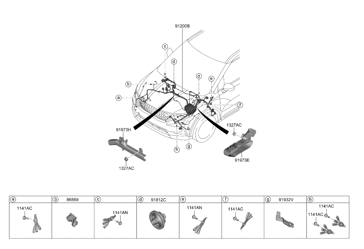 Kia 91210R0590 WIRING ASSY-FRT