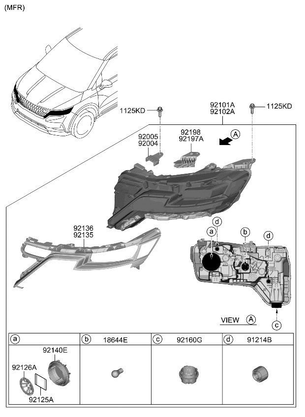 Kia 92102R0620 LAMP ASSY-HEAD,RH