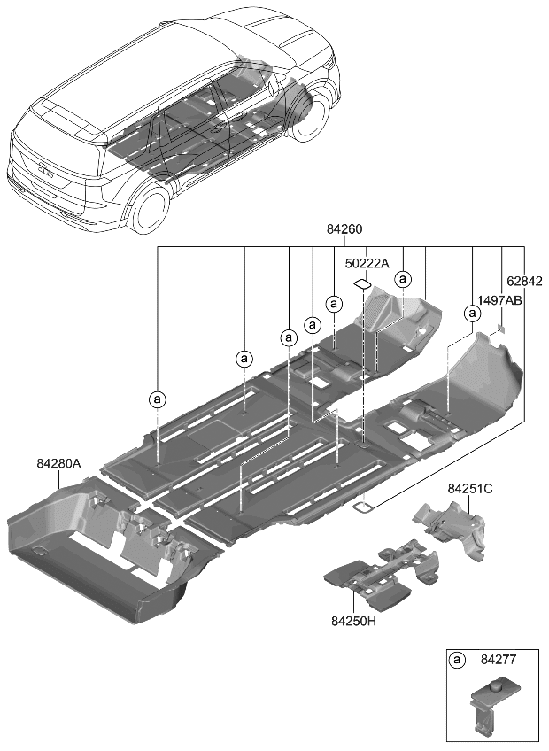 Kia 84256R0000 Pad Assembly-Rear Tunnel