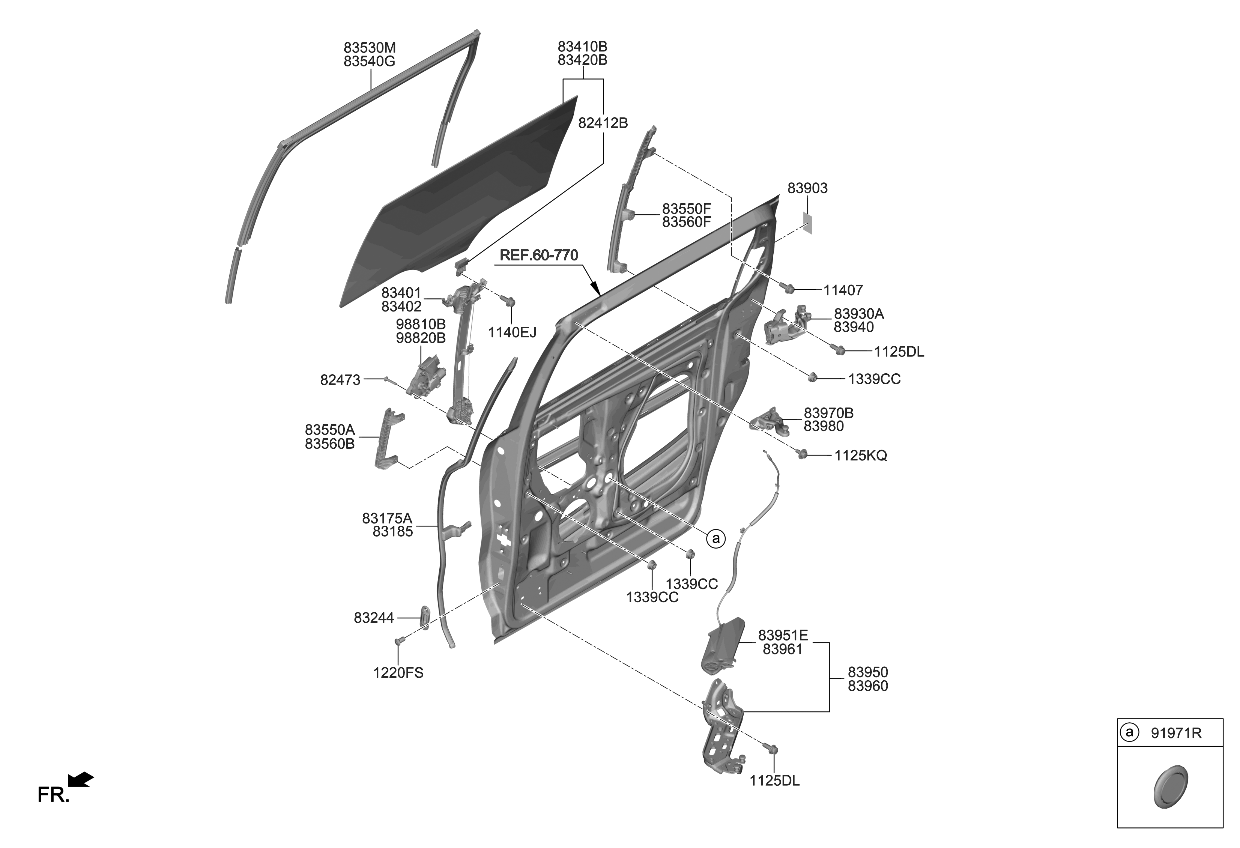 Kia 83410R0520 GLASS ASSY-REAR DOOR