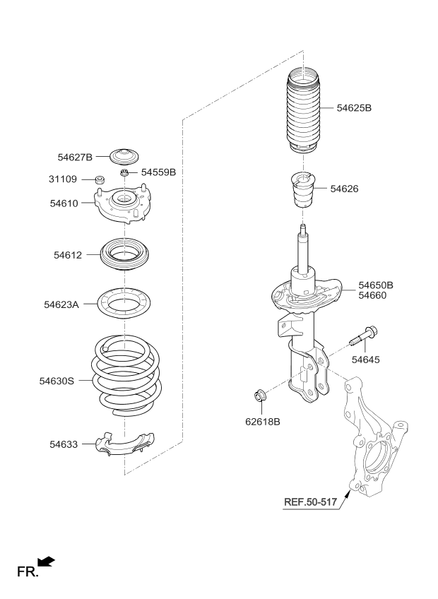 Kia 54660D4580 STRUT ASSY-FR,RH