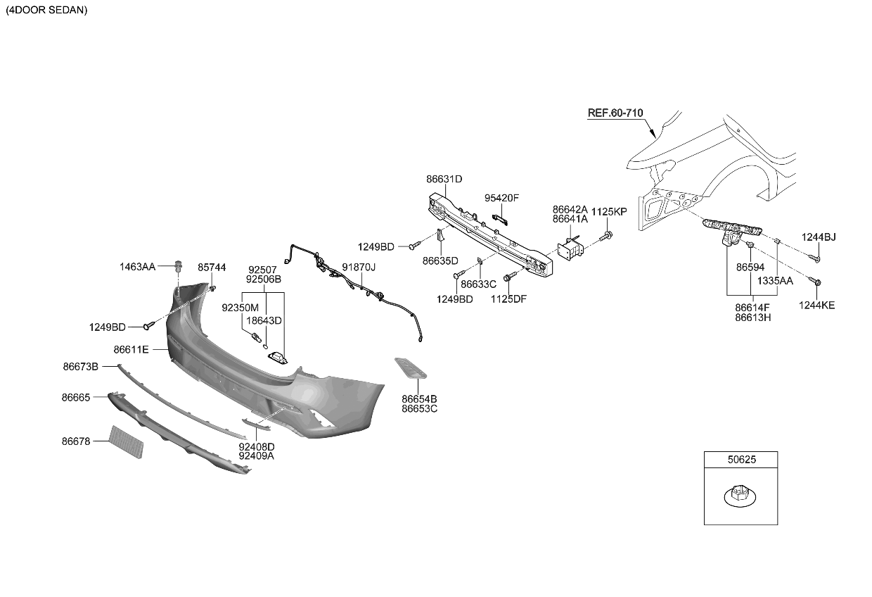 Kia 86639H9AA0 MOULDING-L/PLATE Rea