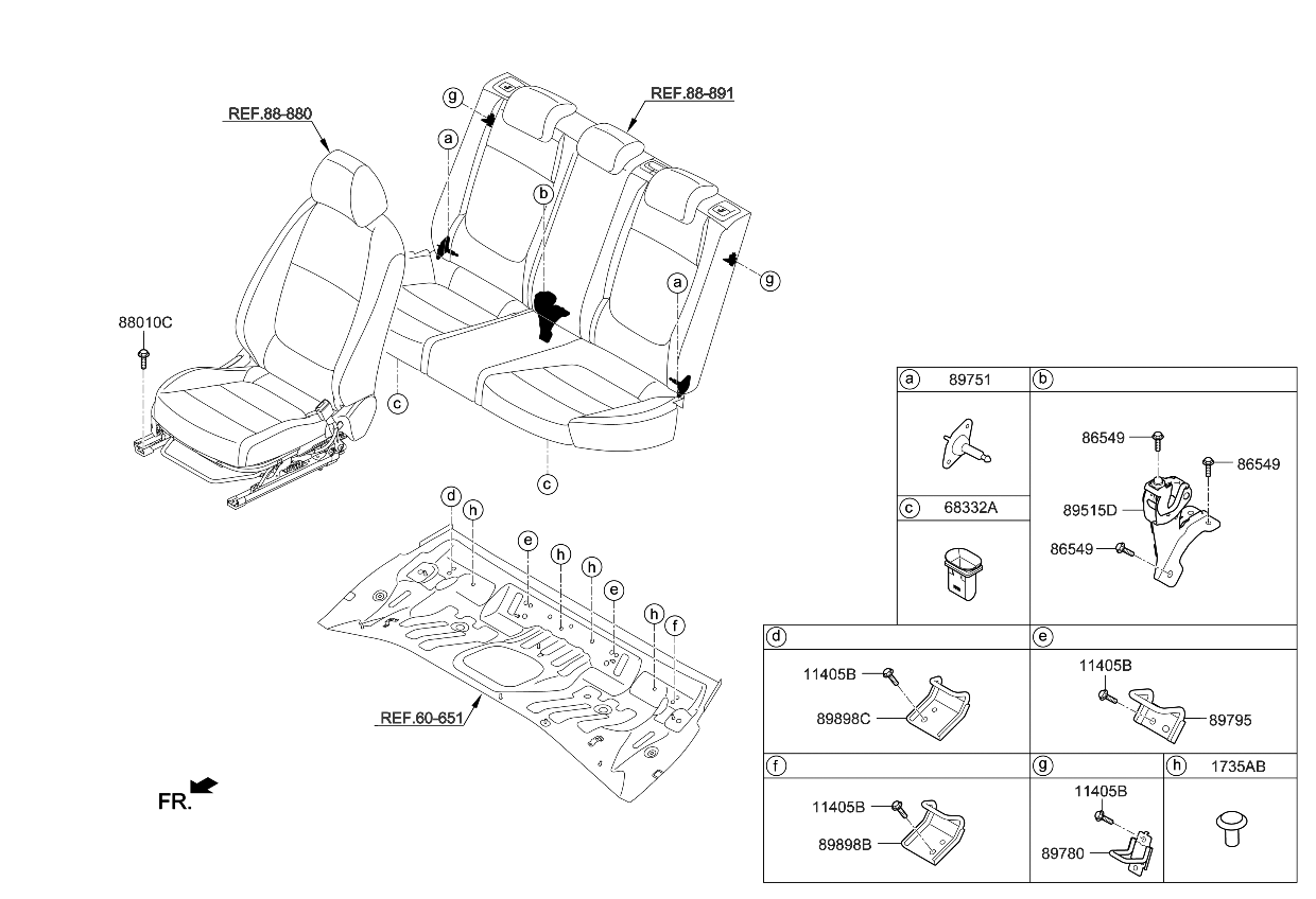 89751H9000 Genuine Kia Bracket Assembly-Rear Seat