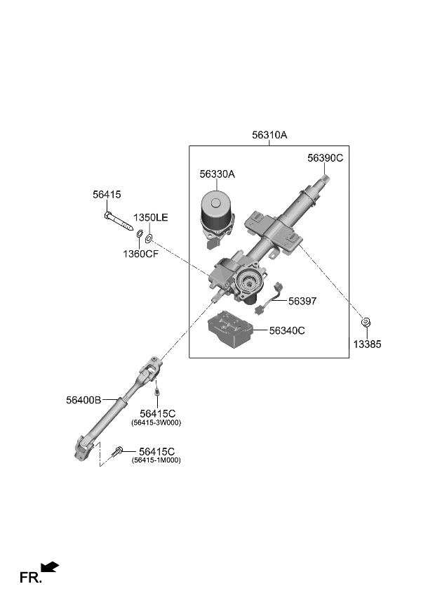 Kia 56390J0200 Column & Housing Assembly