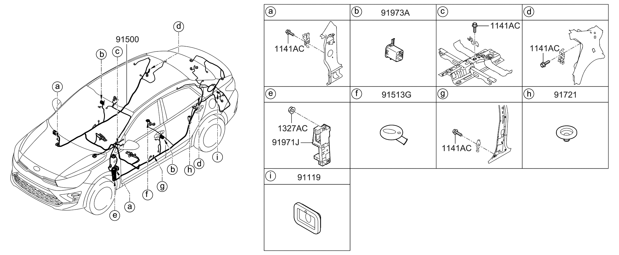 Kia 91310H9090 Wiring Assembly-Floor