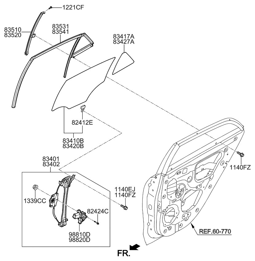 Kia 83420H9520 GLASS ASSY-REAR DOOR