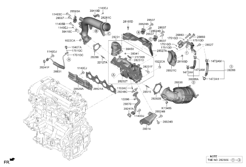 2022 Kia Soul Hose-Water T/C,Out Diagram for 282382B730