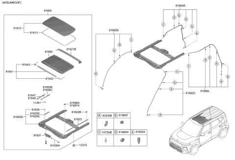 2021 Kia Soul Guide Assembly-SUNROOF R Diagram for 81648M6000