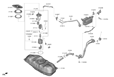 2022 Kia Soul Fuel Pump Assembly Diagram for 31120K0600