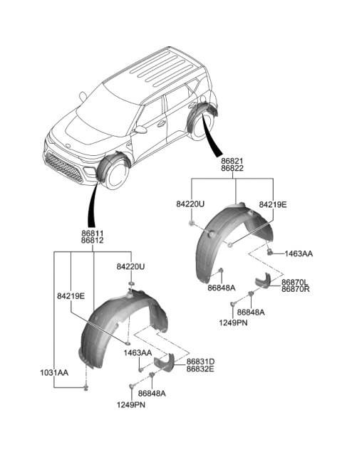 2021 Kia Soul Guard Assembly-Front WHE Diagram for 86812K0000