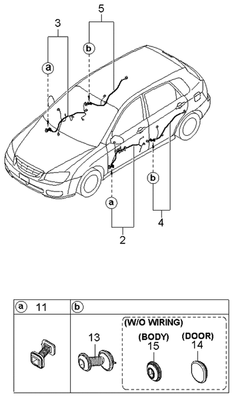 2005 Kia Spectra Wiring Assembly-Rear Door Diagram for 916502F060