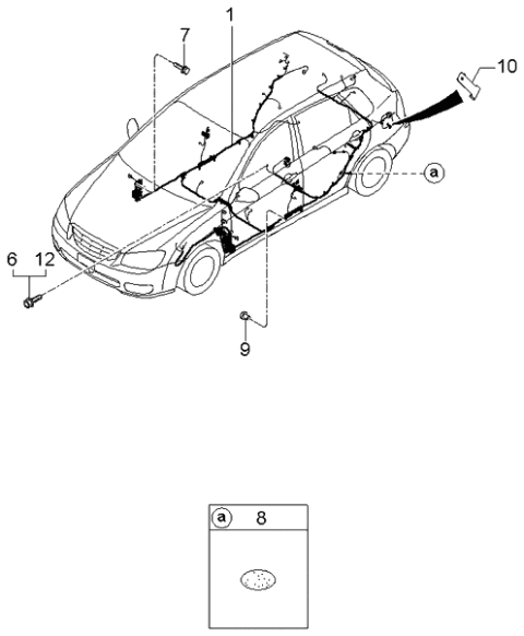 2004 Kia Spectra Wiring Assembly-Floor Diagram for 915402F100