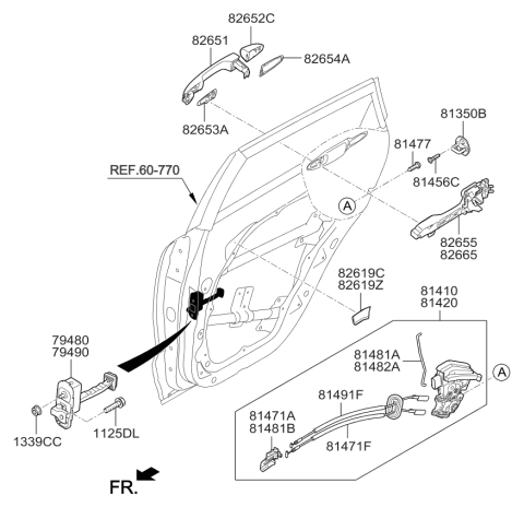 2018 Kia Niro Cable Assembly-Rear Door Inside Diagram for 81471G5000
