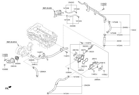 2018 Kia Niro Hose Assembly-Oil Cooler Diagram for 2547003HA0