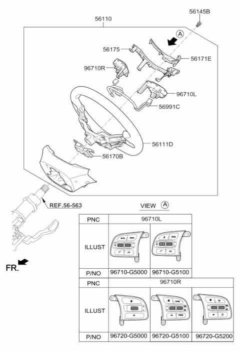 2019 Kia Niro Steering Wheel Assembly Diagram for 56100G5230SX6