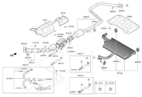 2018 Kia Niro Front Muffler Assembly Diagram for 28610G5130