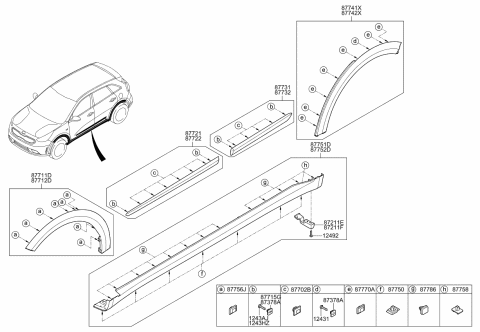 2017 Kia Niro Clip-Side Garnish Mounting Diagram for 87716G5000