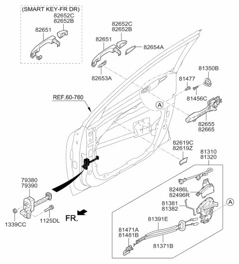 2018 Kia Niro Door Outside Handle Assembly Diagram for 82651G5000CR5