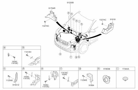 2019 Kia Sorento Wiring Assembly-Front Diagram for 91250C6110